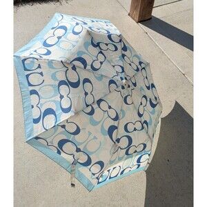 Coach Mini Umbrella Blue & White Signature Logo